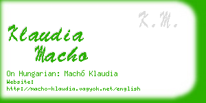 klaudia macho business card
