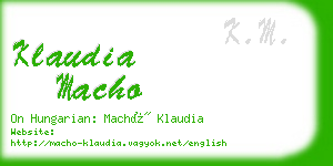 klaudia macho business card